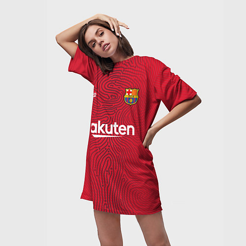 Женская длинная футболка FC Barcelona Goalkeeper 202122 / 3D-принт – фото 3