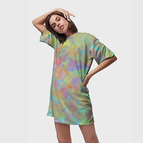 Женская длинная футболка Цветные лепестки / 3D-принт – фото 3
