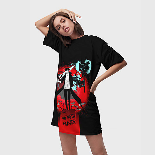 Женская длинная футболка SOLO LEVELING ПОРТАЛ / 3D-принт – фото 3