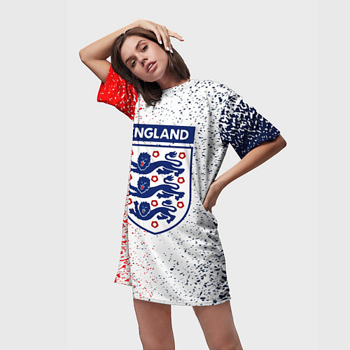 Женская длинная футболка Сборная Англии / 3D-принт – фото 3