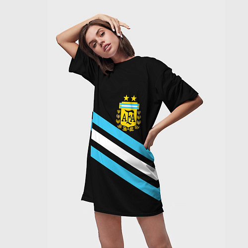 Женская длинная футболка Сборная Аргентины / 3D-принт – фото 3
