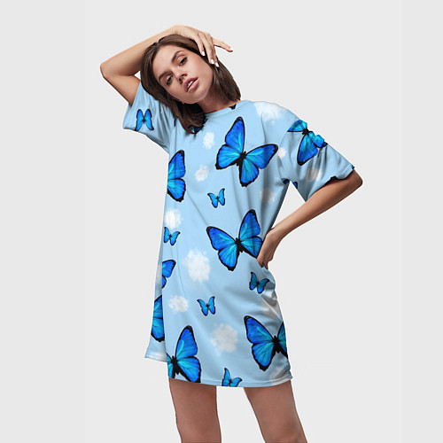 Женская длинная футболка Бабочки Моргенштерна / 3D-принт – фото 3