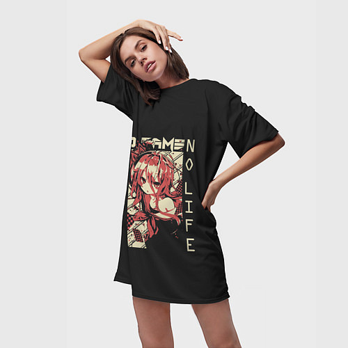 Женская длинная футболка Нет игры нет жизни Широ / 3D-принт – фото 3