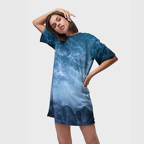 Женская длинная футболка Океан / 3D-принт – фото 3