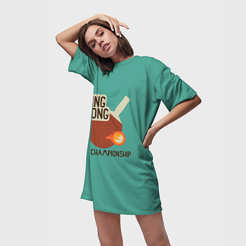 Женская длинная футболка Ping-pong / 3D-принт – фото 3