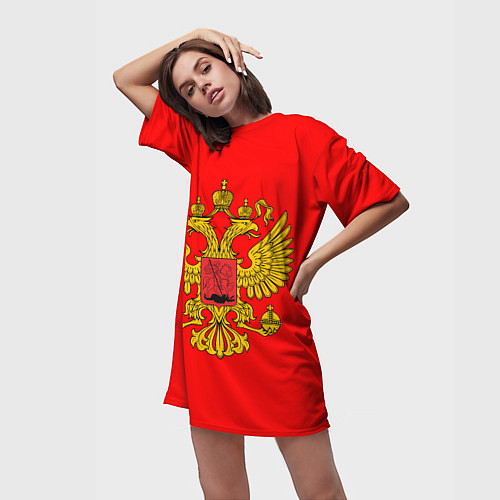 Женская длинная футболка РОССИЯ RUSSIA UNIFORM / 3D-принт – фото 3