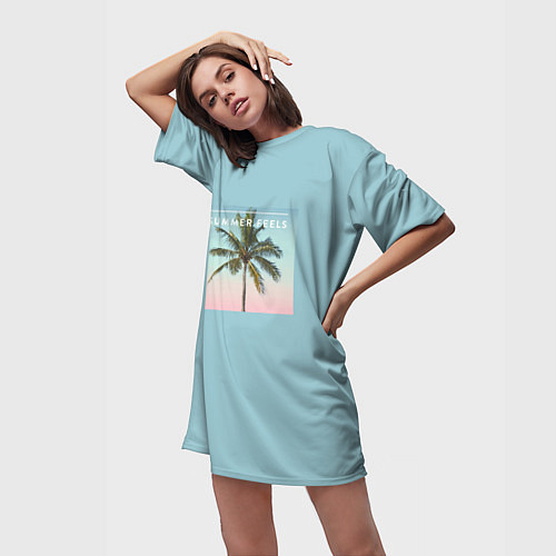 Женская длинная футболка Летние ощущения / 3D-принт – фото 3