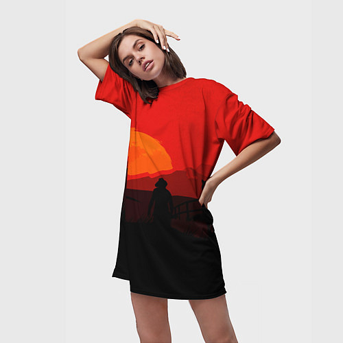 Женская длинная футболка RDR2 / 3D-принт – фото 3