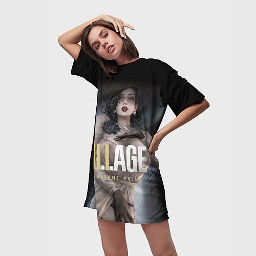 Женская длинная футболка Леди Альсина Димитреску / 3D-принт – фото 3