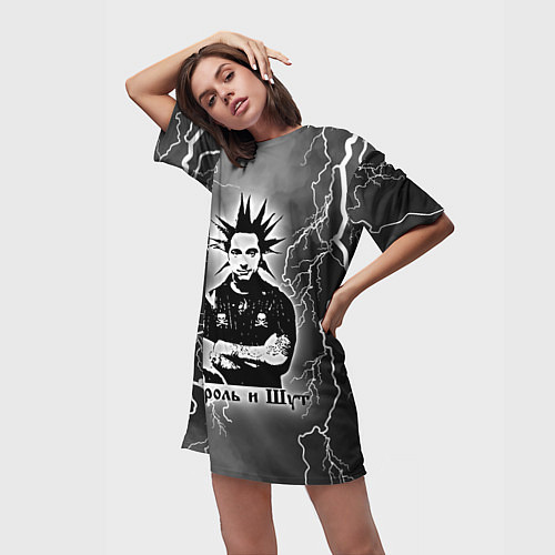 Женская длинная футболка КОРОЛЬ И ШУТ - ГОРШОК / 3D-принт – фото 3