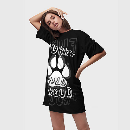 Женская длинная футболка Furry proud / 3D-принт – фото 3