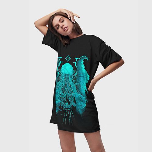 Женская длинная футболка Зов Ктулху / 3D-принт – фото 3