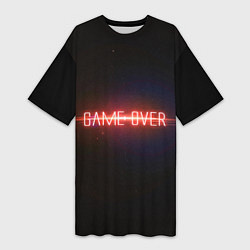 Футболка женская длинная Game Over, цвет: 3D-принт