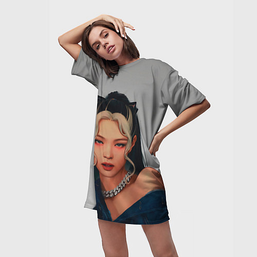 Женская длинная футболка Hot Jennie / 3D-принт – фото 3