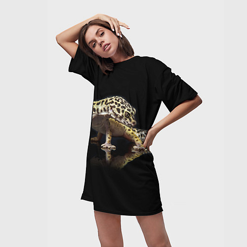 Женская длинная футболка ЭУБЛЕФАР EUBLEPHARIS / 3D-принт – фото 3