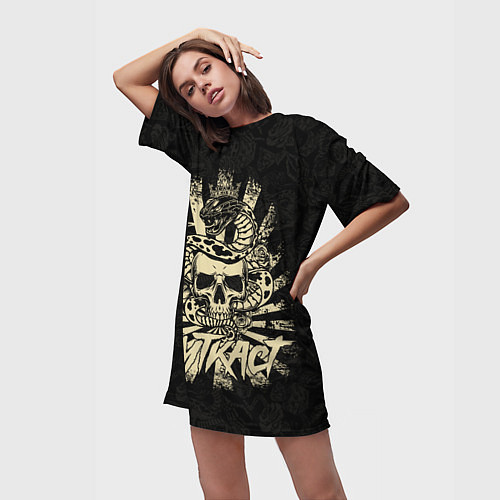 Женская длинная футболка АУТКАСТ / 3D-принт – фото 3