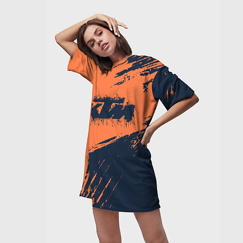 Женская длинная футболка KTM ГРАНЖ Z / 3D-принт – фото 3