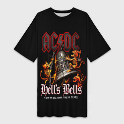 Футболка женская длинная ACDC Hells Bells, цвет: 3D-принт