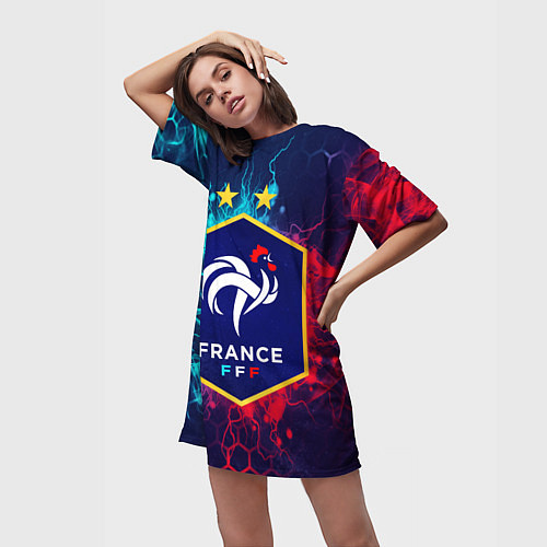 Женская длинная футболка Сборная Франции / 3D-принт – фото 3