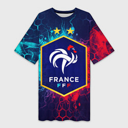 Футболка женская длинная Сборная Франции, цвет: 3D-принт