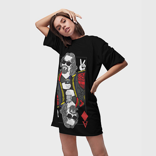 Женская длинная футболка Большой Лебовский туз бубей / 3D-принт – фото 3