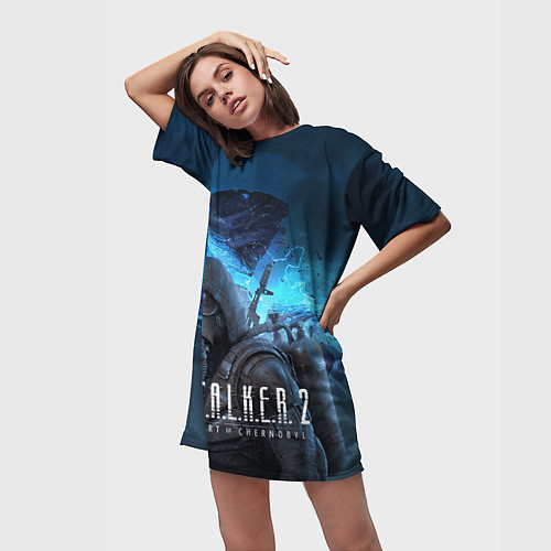 Женская длинная футболка Сталкер 2 Сердце Чернобыля DE / 3D-принт – фото 3