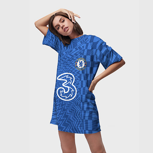 Женская длинная футболка Домашняя форма Челси 20212022 / 3D-принт – фото 3
