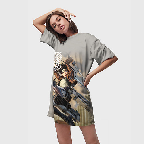 Женская длинная футболка Эрен Йегер / 3D-принт – фото 3