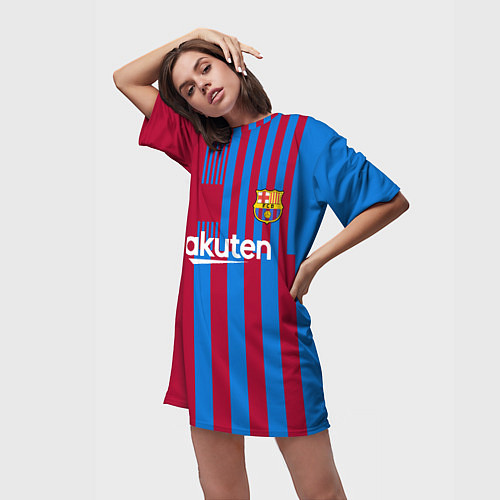 Женская длинная футболка Дембеле Барселона 2122 форма / 3D-принт – фото 3