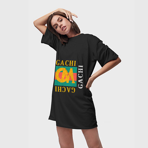 Женская длинная футболка ГачиМучи / 3D-принт – фото 3