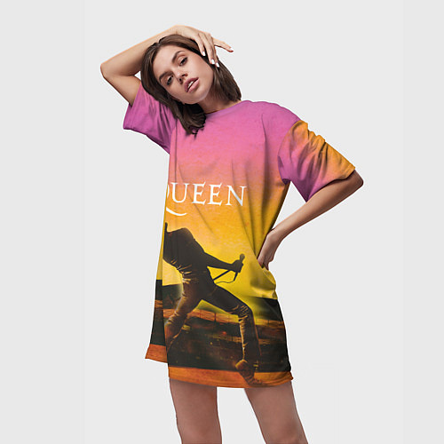 Женская длинная футболка Queen Freddie Mercury Z / 3D-принт – фото 3