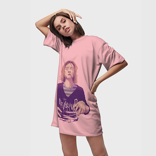 Женская длинная футболка Курт Невермайнд / 3D-принт – фото 3