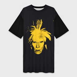 Футболка женская длинная Желтое лицо Энди Уорхол, цвет: 3D-принт