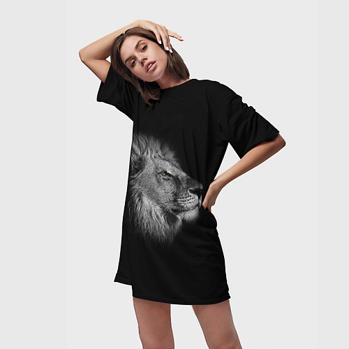 Женская длинная футболка Гордый лев / 3D-принт – фото 3