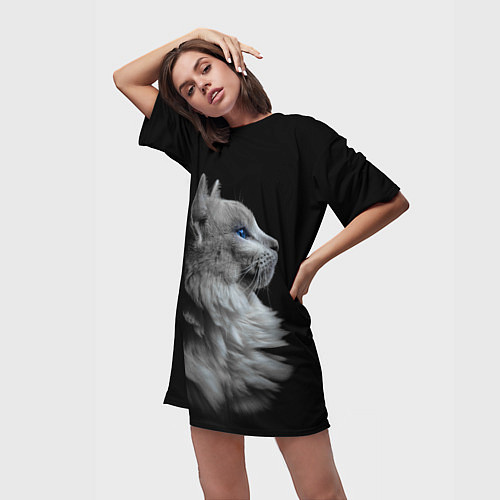 Женская длинная футболка Голубоглазый гот / 3D-принт – фото 3
