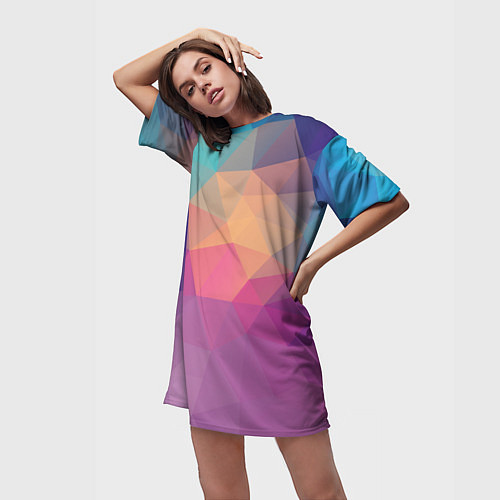 Женская длинная футболка Цветные полигоны - Градиент / 3D-принт – фото 3