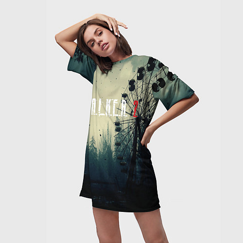 Женская длинная футболка СТАЛКЕРSTALKER 2 КУАРУСЕЛЬ / 3D-принт – фото 3