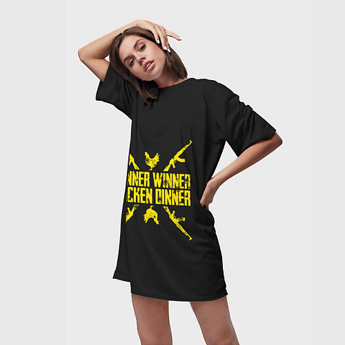 Женская длинная футболка Винер Винер / 3D-принт – фото 3