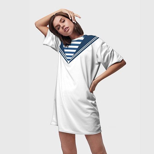 Женская длинная футболка Матроска парадная ВМФ / 3D-принт – фото 3