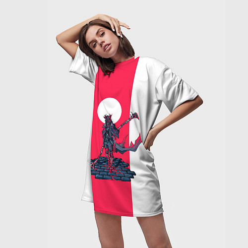 Женская длинная футболка Bloodborne Redline / 3D-принт – фото 3