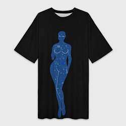 Футболка женская длинная Девушка космос, цвет: 3D-принт