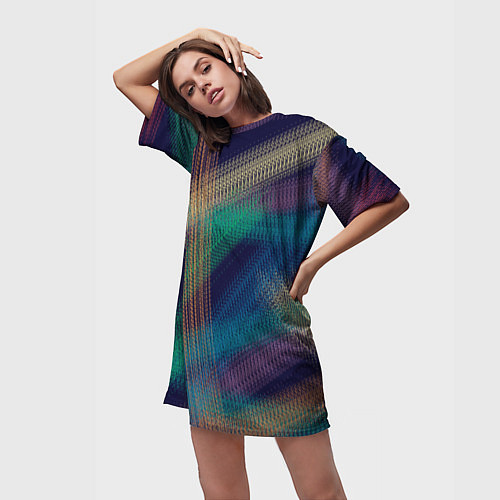 Женская длинная футболка Разноцветная / 3D-принт – фото 3
