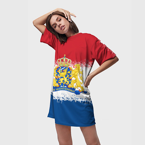Женская длинная футболка Нидерланды Голландия Флаг / 3D-принт – фото 3