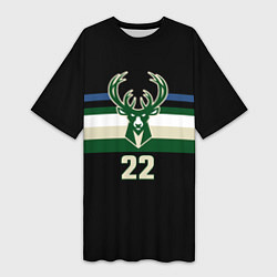 Футболка женская длинная Milwaukee Bucks форма Крис Миддлтон, цвет: 3D-принт