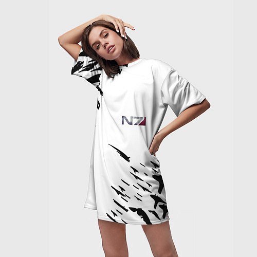 Женская длинная футболка MASS EFFECT ПОСЛЕДНИЙ БОЙ БЕЛ / 3D-принт – фото 3