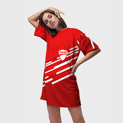 Женская длинная футболка DUCATI ДУКАТИ / 3D-принт – фото 3