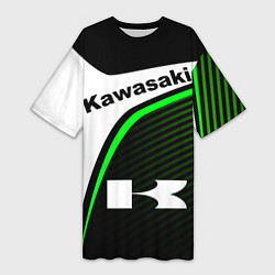 Футболка женская длинная KAWASAKI КАВАСАКИ SPORT, цвет: 3D-принт