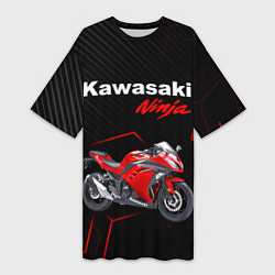 Футболка женская длинная KAWASAKI NINJA КАВАСАКИ, цвет: 3D-принт