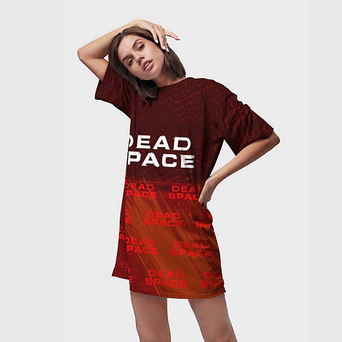 Женская длинная футболка Дэд Спейс - Краска Паттерн внизу / 3D-принт – фото 3