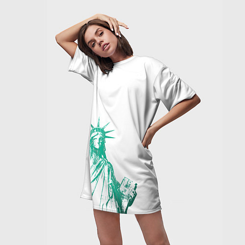 Женская длинная футболка Статуя Свободы / 3D-принт – фото 3